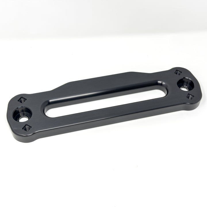 Black anodized HazardKey CNC hawse fairlead, standard profile, on white background